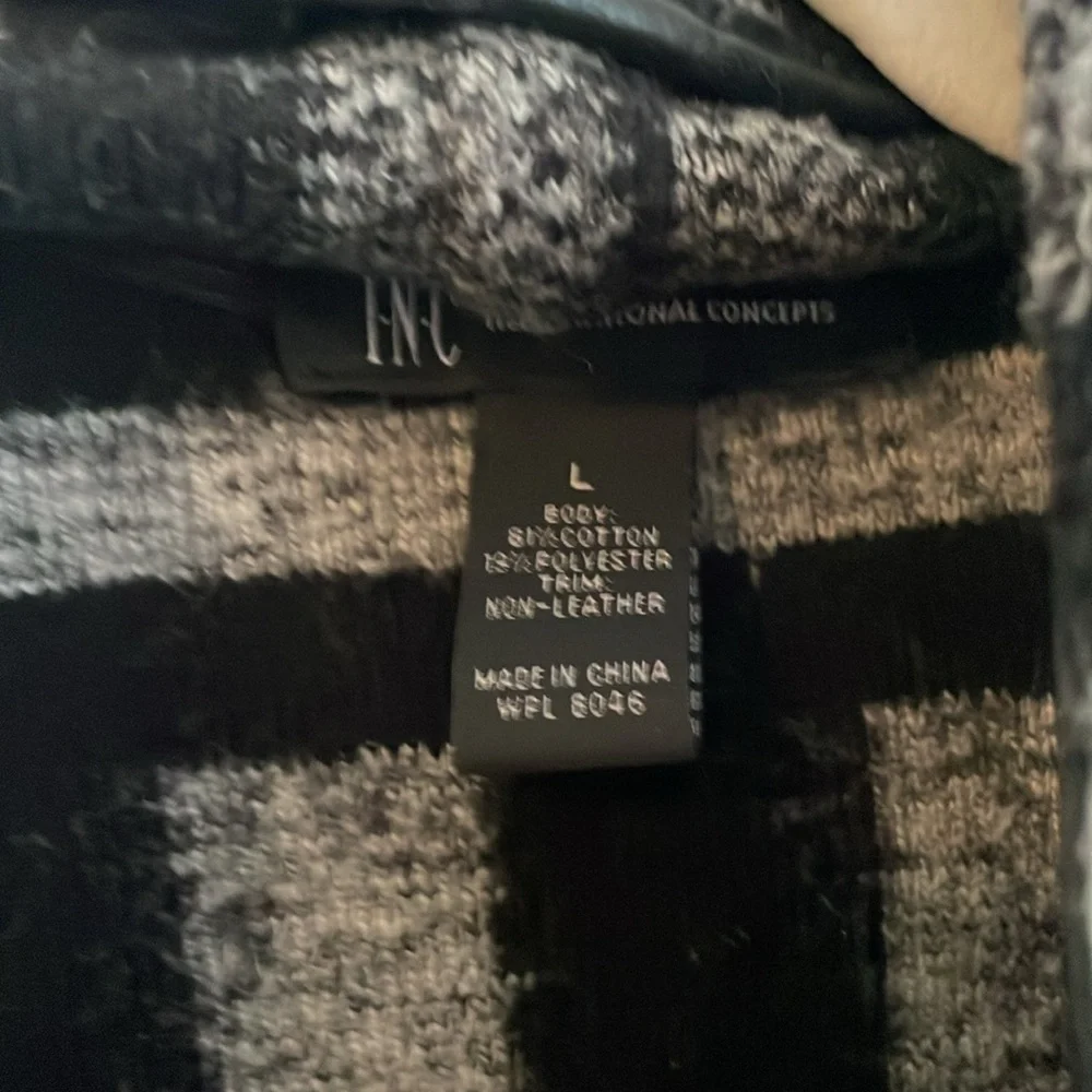 Inc fleece vegan leather blazer size L - Picture 2 of 3